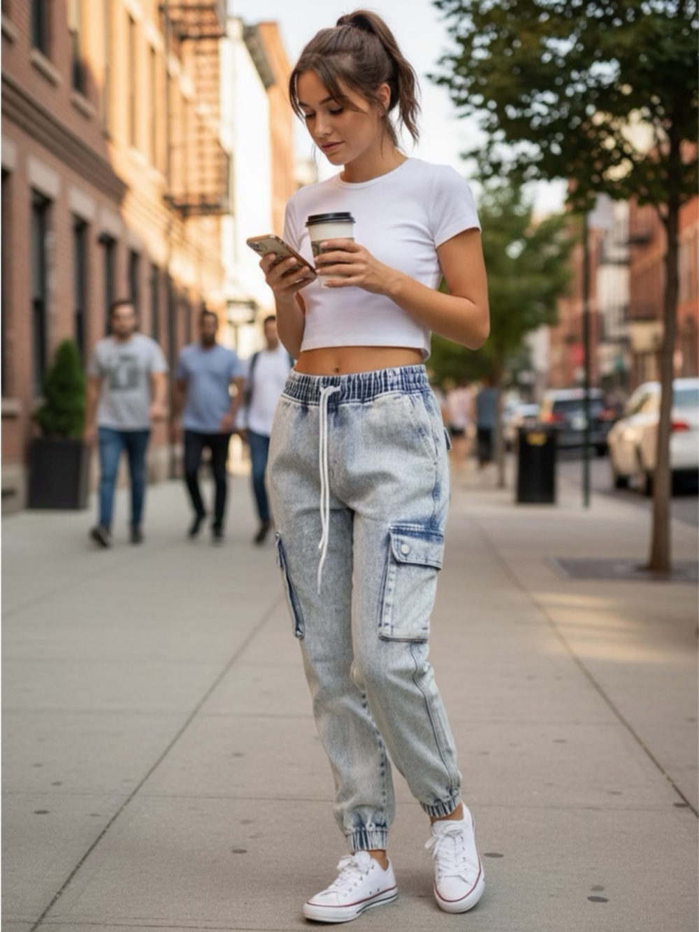 Forever 21 Light Wash Cargo Ankle Jeans